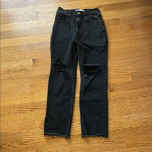 Abercrombie & Fitch Black Distressed Ankle Jeans